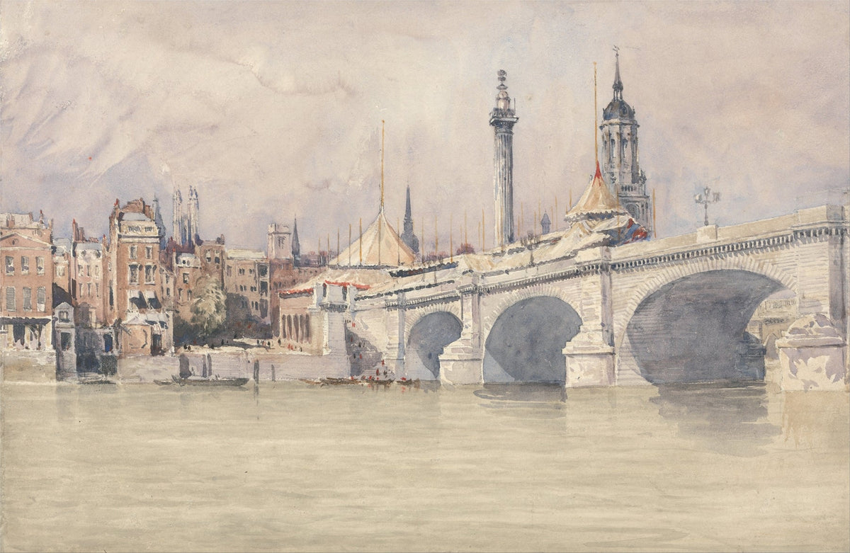 Hand-painted new london bridge and riverside view landscape oil painting on canvas