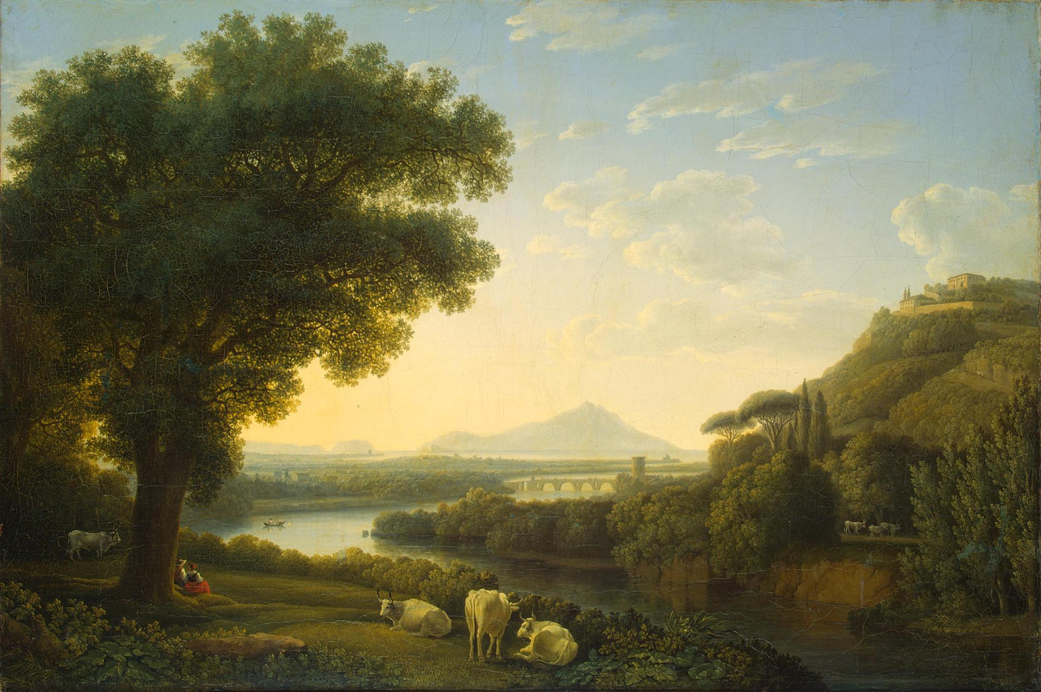 Hand-painted river landscape, jacob philipp hackert oil painting on canvas