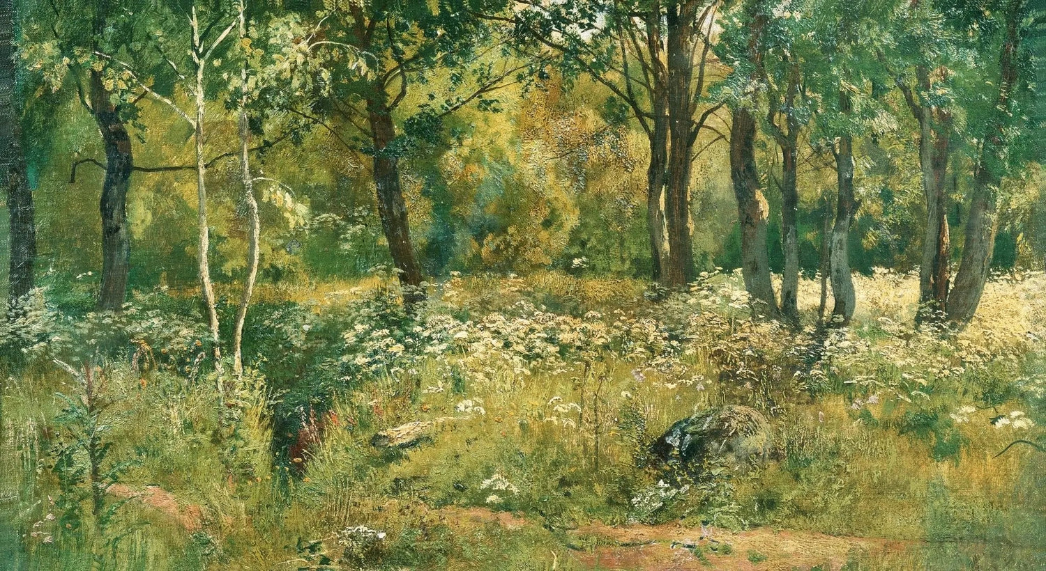 Landscape oil painting of a sunlit forest clearing with green and yellow foliage, hand painted oil on canvas featuring. - Add Frame, Canvas, Forest, Hand Painted, Landscape, Made To Order, Oil Painting