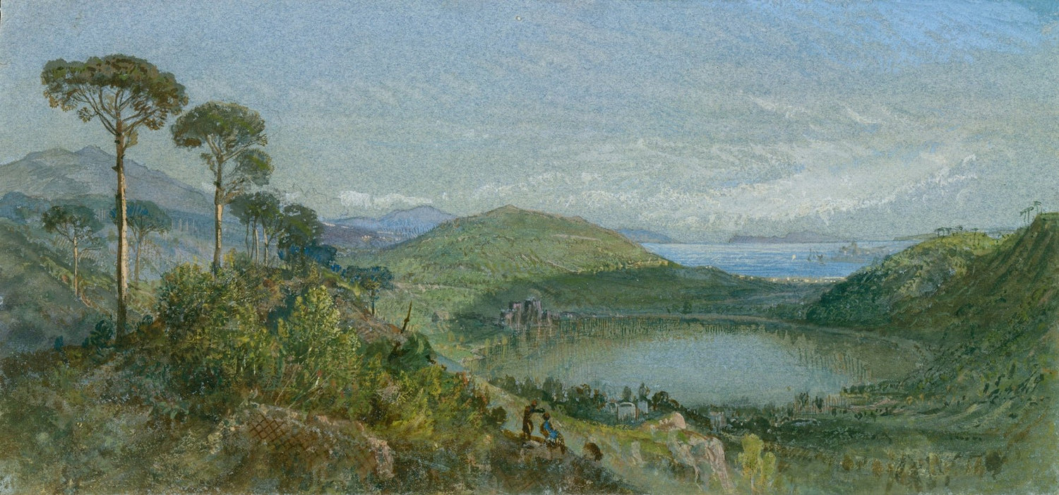 Hand painted landscape oil painting on canvas featuring tall pines on left, valley with lake, distant mountains, and. - Canvas, Hand Painted, Lake, Landscape, Made To Order, Mountain, Oil Painting