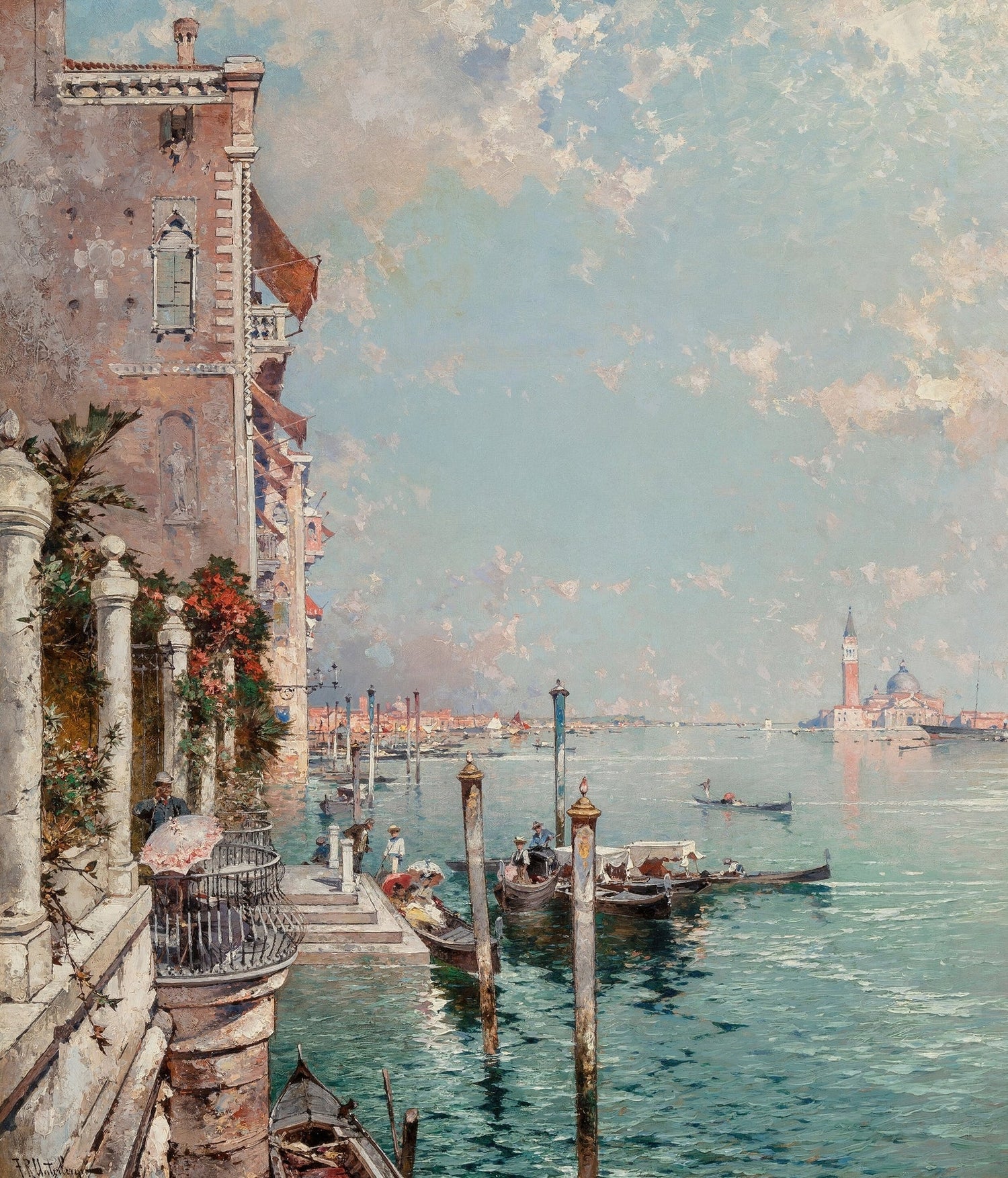 Hand-painted venice grand canal with san giorgio view landscape oil painting on canvas