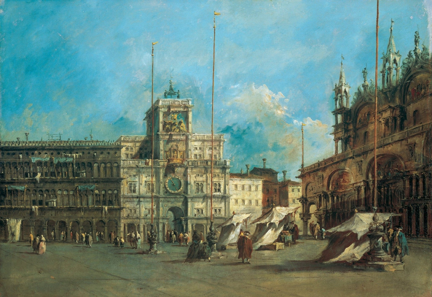 Hand-painted venice st. mark's square clocktower landscape oil painting on canvas
