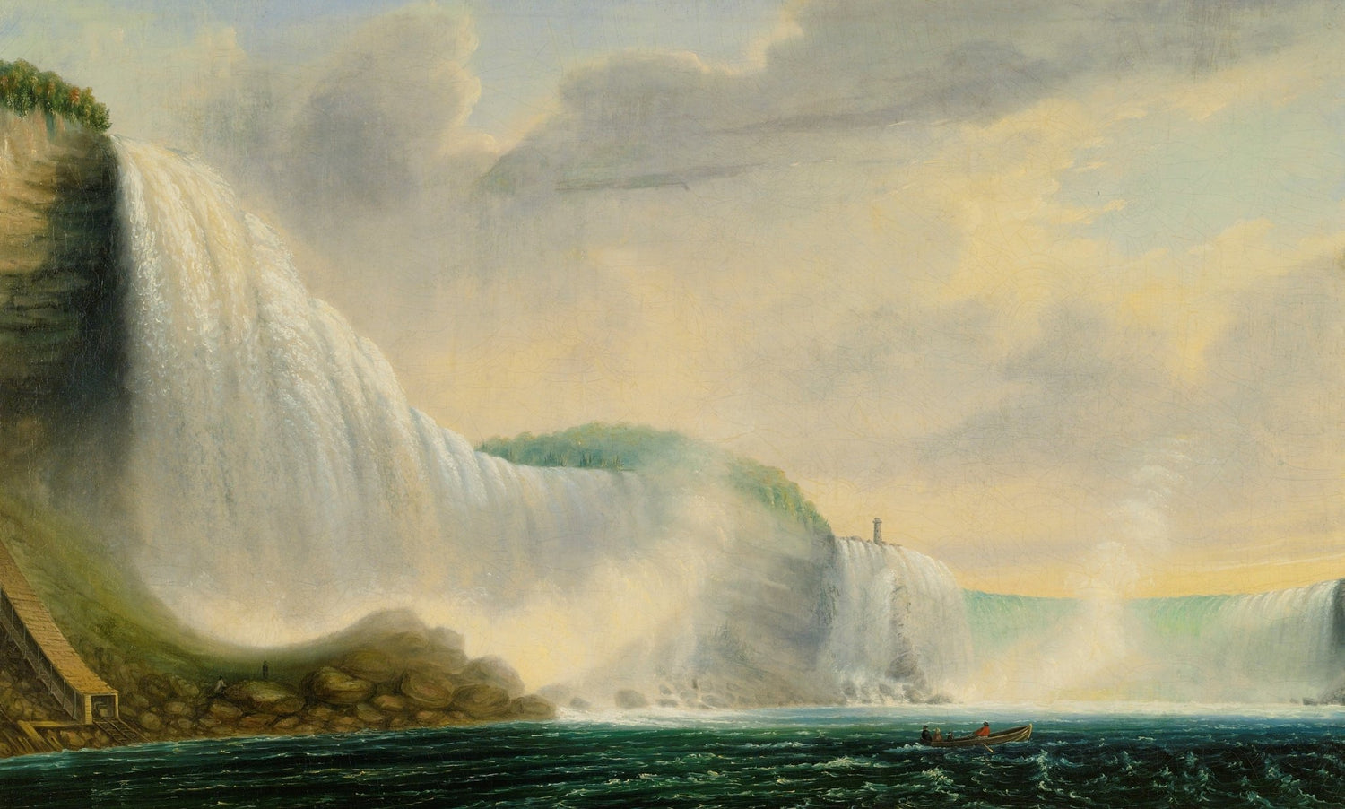 Majestic Waterfall, River Gorge, Soft Light – Landscape Oil Painting - Oil Painting Haven