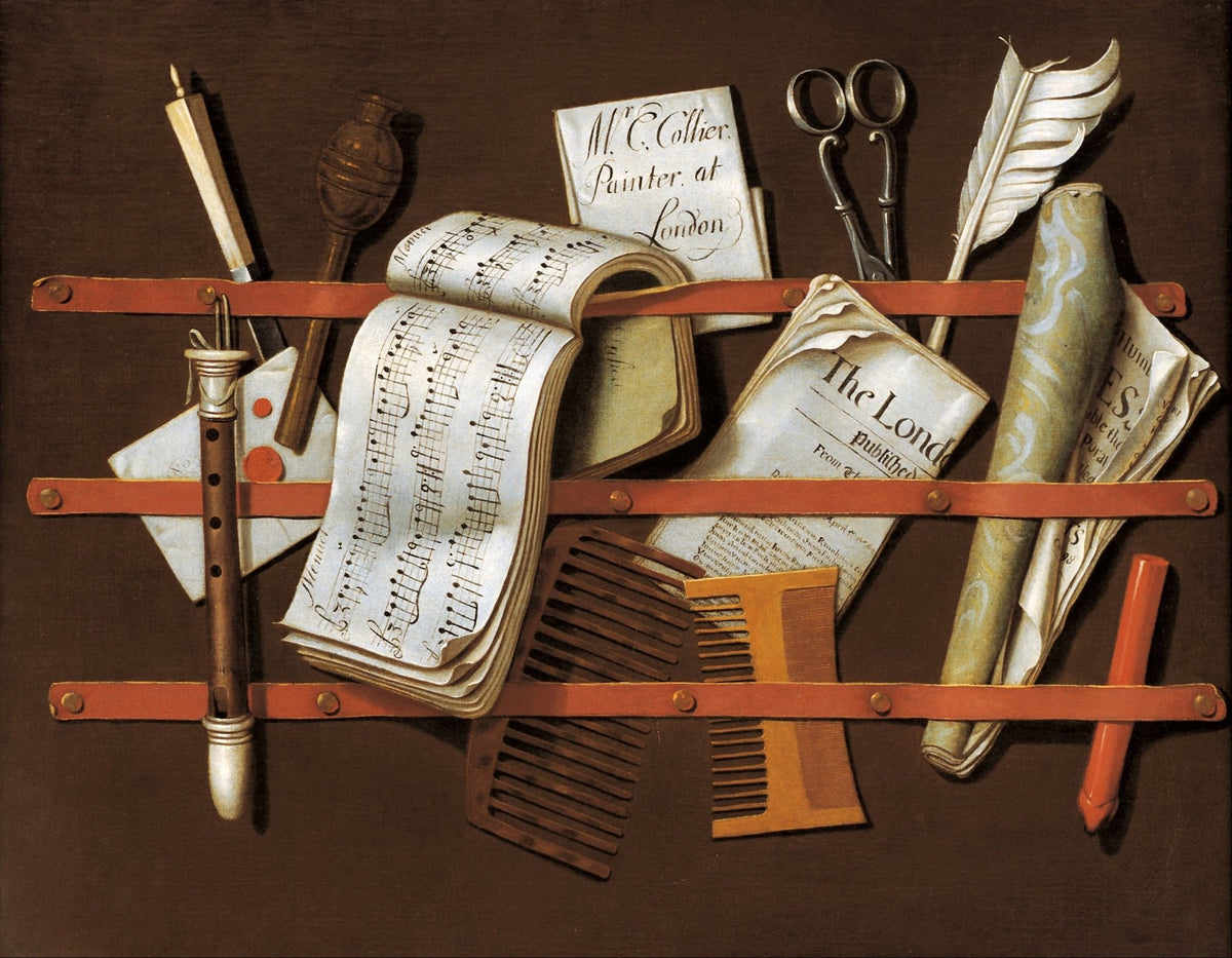 Music Sheets and Writing Tools Rack - Still Life Oil Painting - Oil Painting Haven