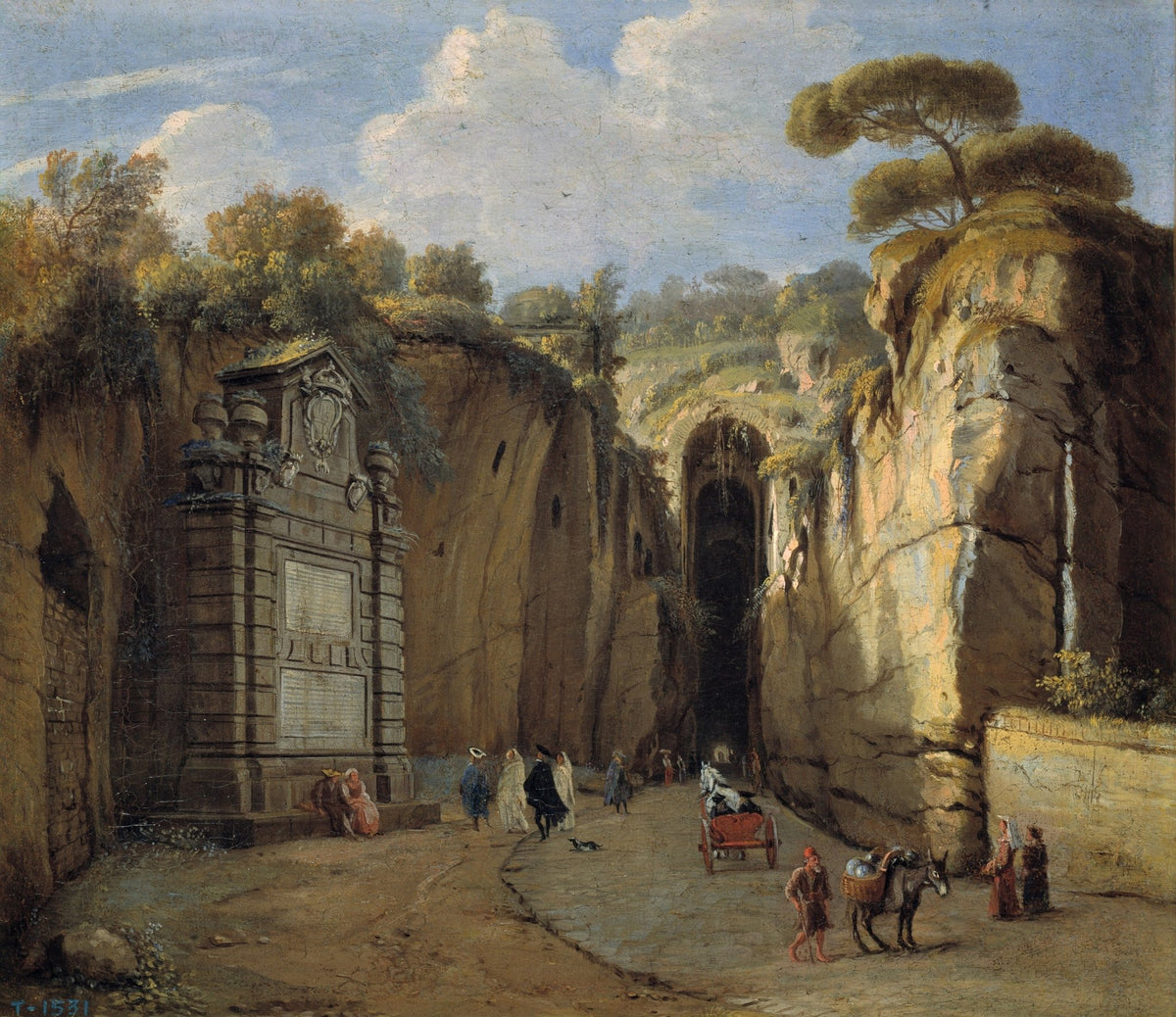 Hand-painted naples grotto street view landscape oil painting on canvas