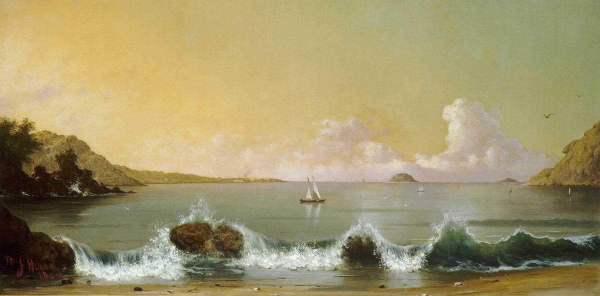 Hand-painted coastal scene with sailing ships nautical oil painting on canvas