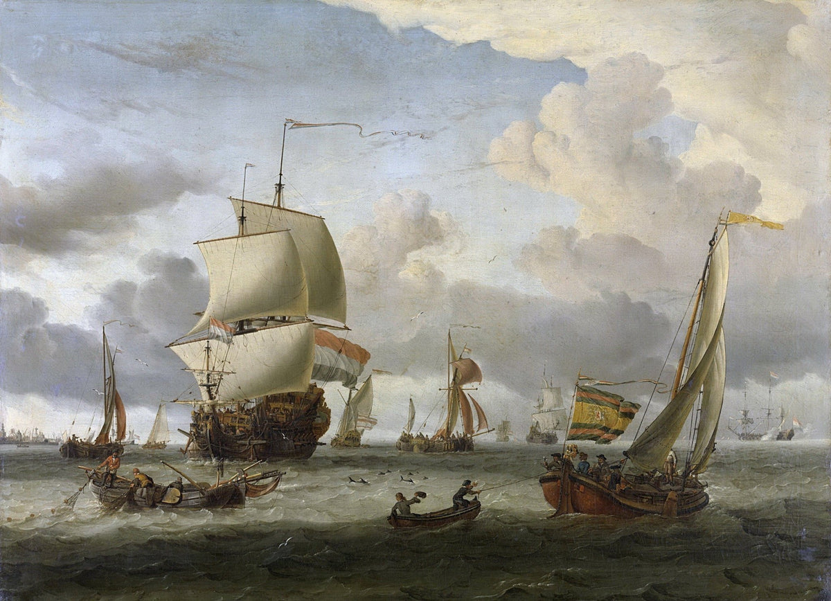 Hand-painted Dutch fleet and sailboats at Enkhuizen nautical oil painting on canvas