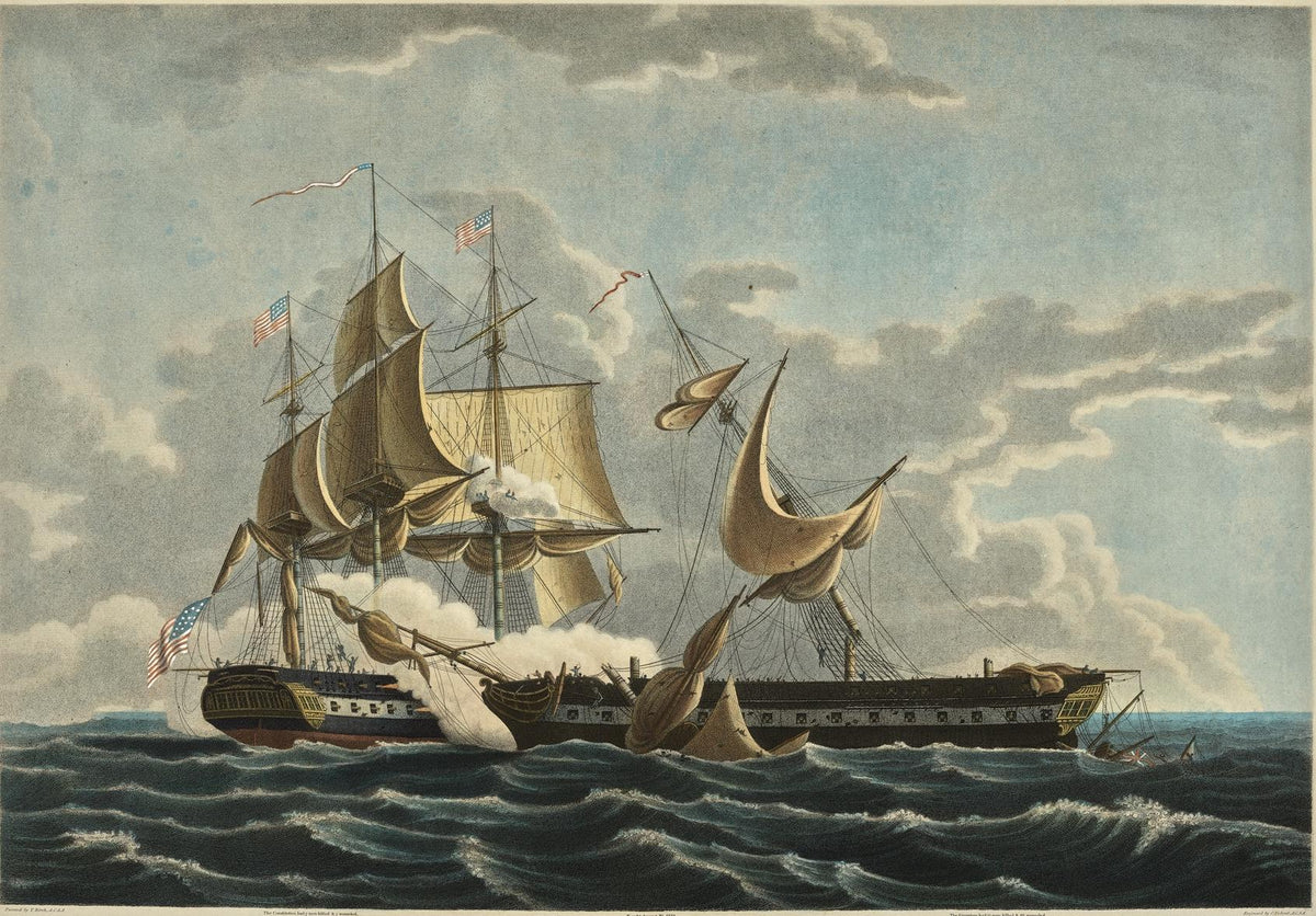 Hand-painted historic naval battle at sea nautical oil painting on canvas
