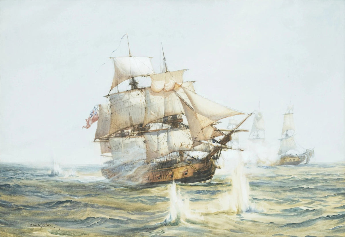 Hand-painted historic naval battle at sea nautical oil painting on canvas
