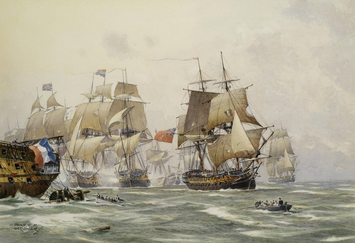 Hand-painted historic naval fleet at sea nautical oil painting on canvas