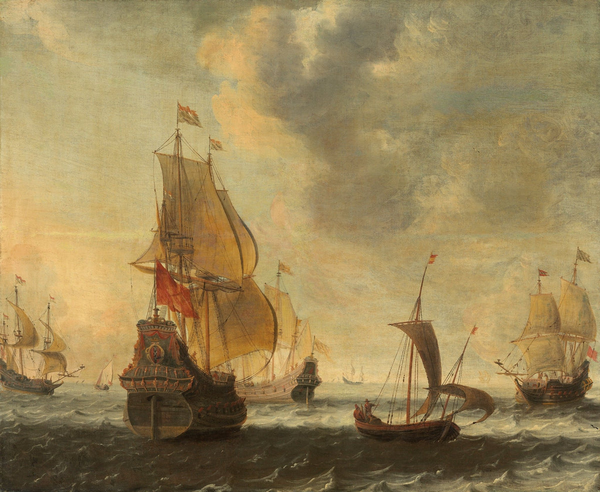 Hand-painted historic sailing ships at sea canvas art nautical oil painting on canvas