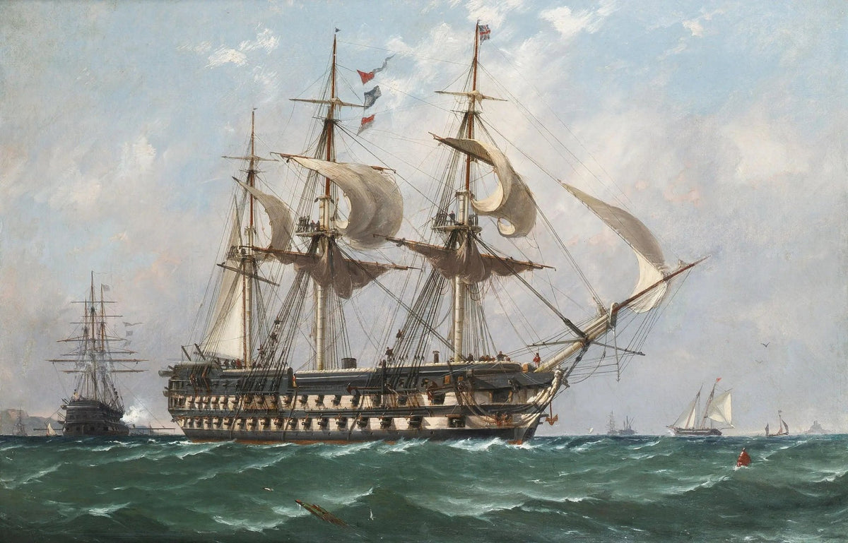Hand-painted large sailing ship on sea nautical oil painting on canvas