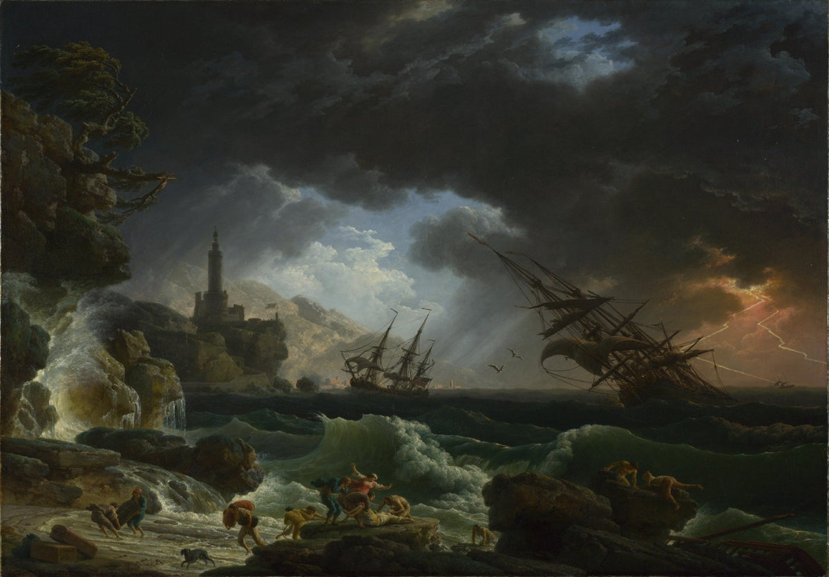 Hand-painted shipwreck in stormy seas coastal art nautical oil painting on canvas