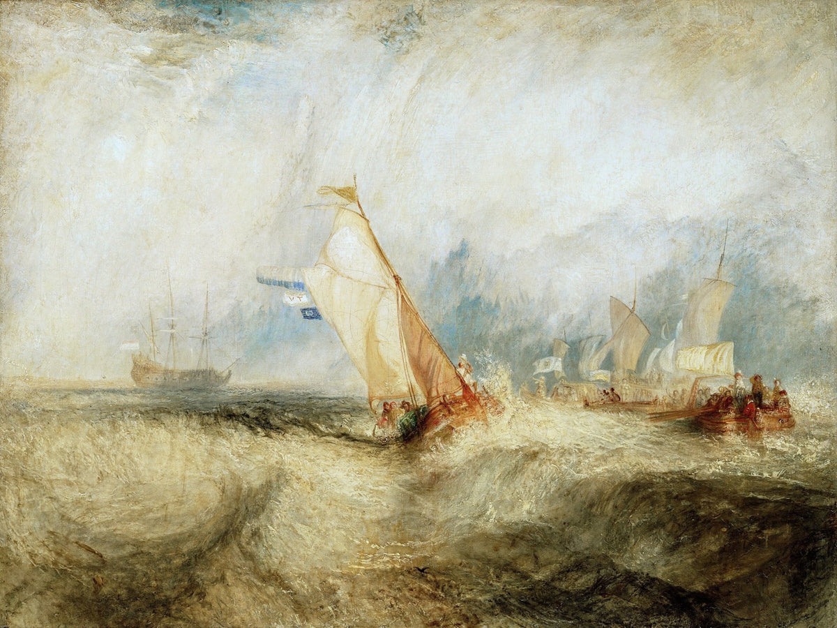 Hand-painted stormy sailboat on breaking sea waves nautical oil painting on canvas