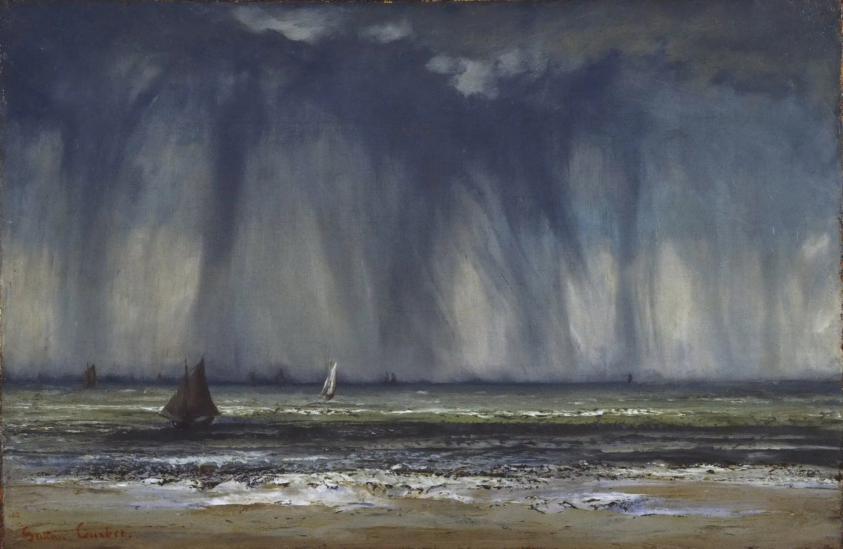 Hand-painted stormy sea with sailing ships nautical oil painting on canvas