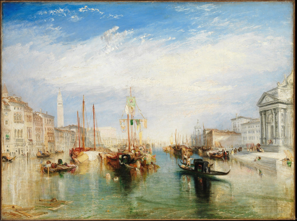 Hand-painted Venetian canal and gondolas at sunrise nautical oil painting on canvas