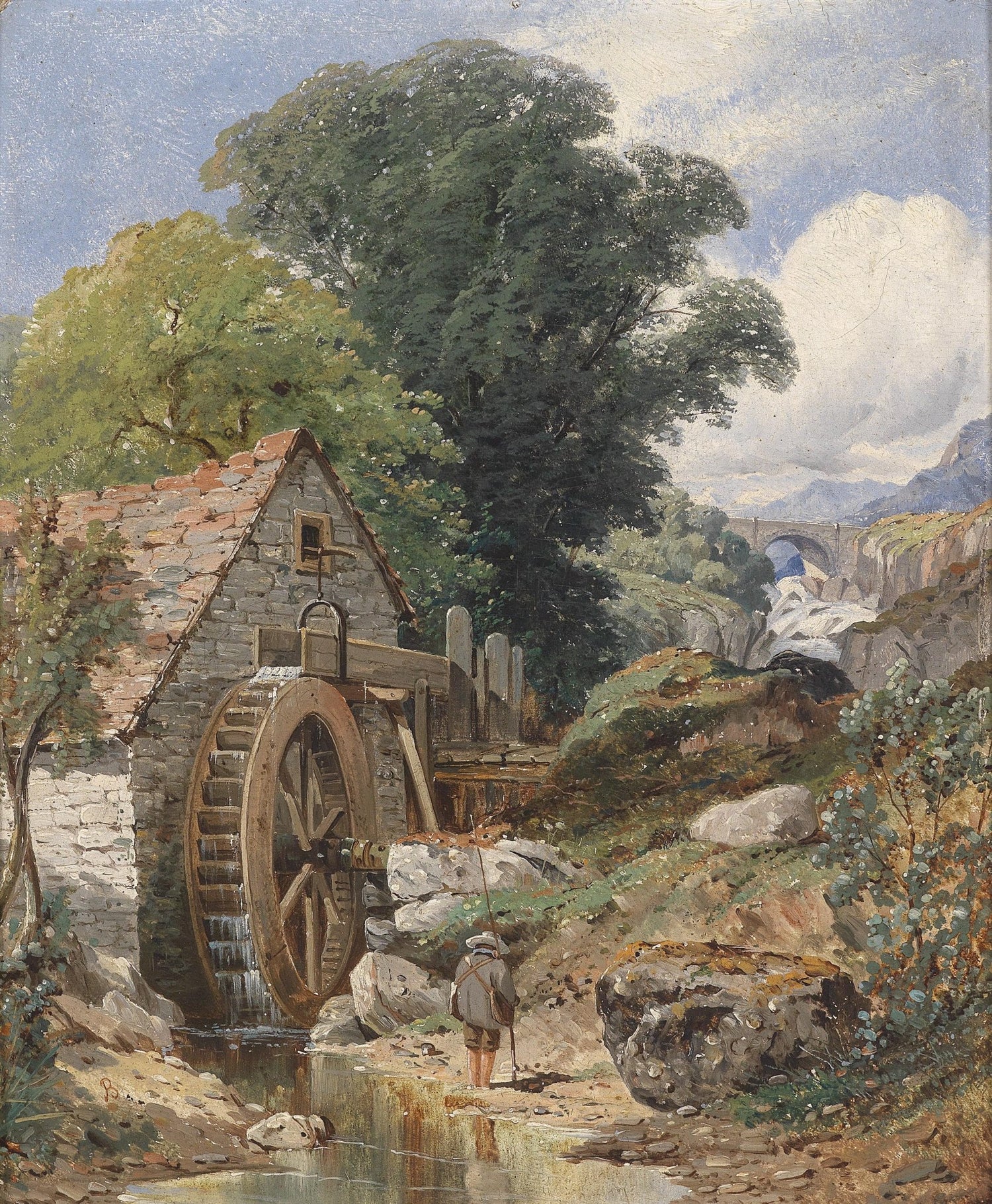 Old Watermill in the Countryside | Hand - Painted Landscape Oil Art - Oil Painting Haven