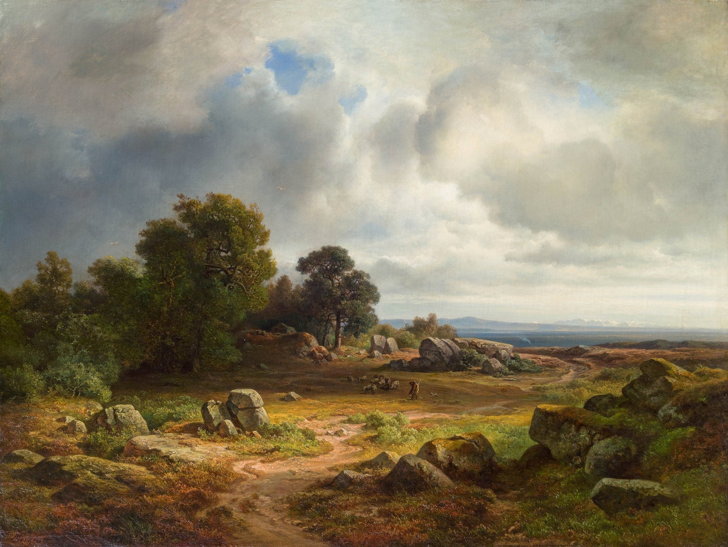 Open Countryside Path | Hand - Painted Landscape Oil Painting - Oil Painting Haven