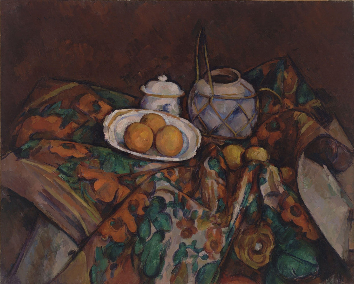 Oranges, Ginger Jar and Drapery - Still Life Oil Painting - Oil Painting Haven
