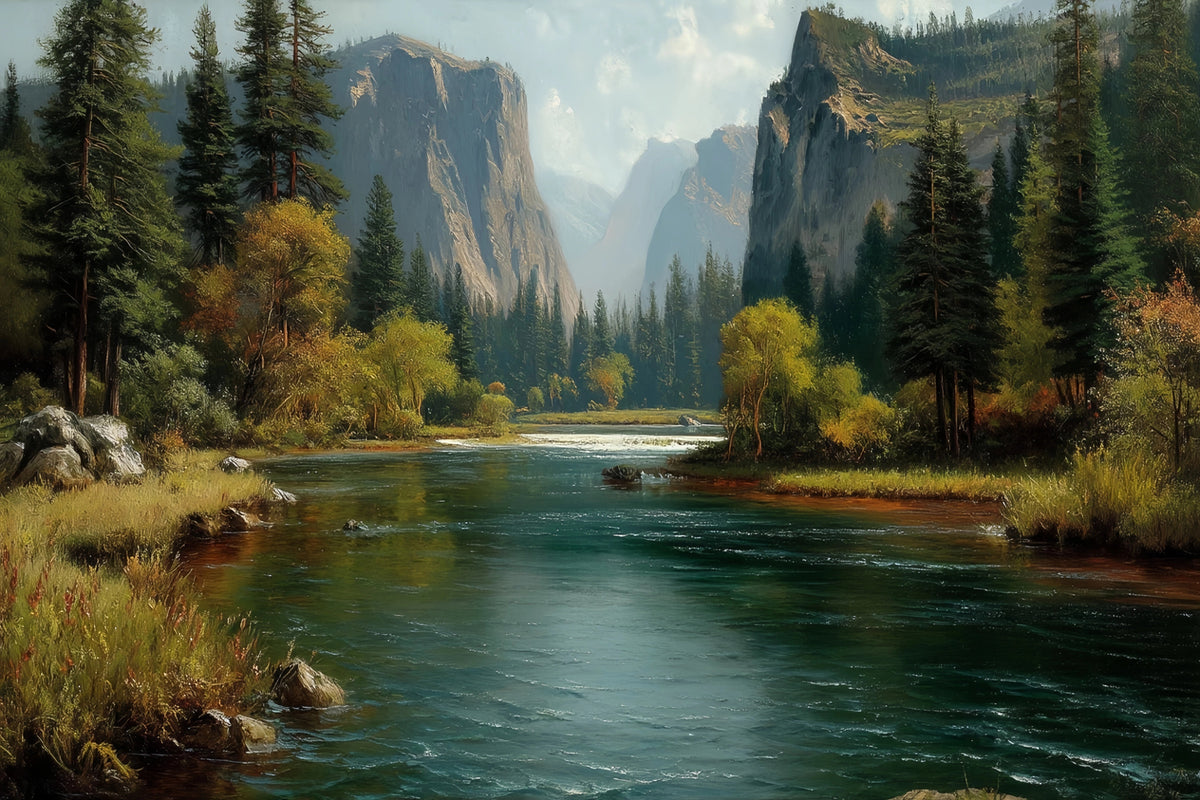 Original Oil Paintings For Sale: River Canyon Landscape - Oil Painting Haven