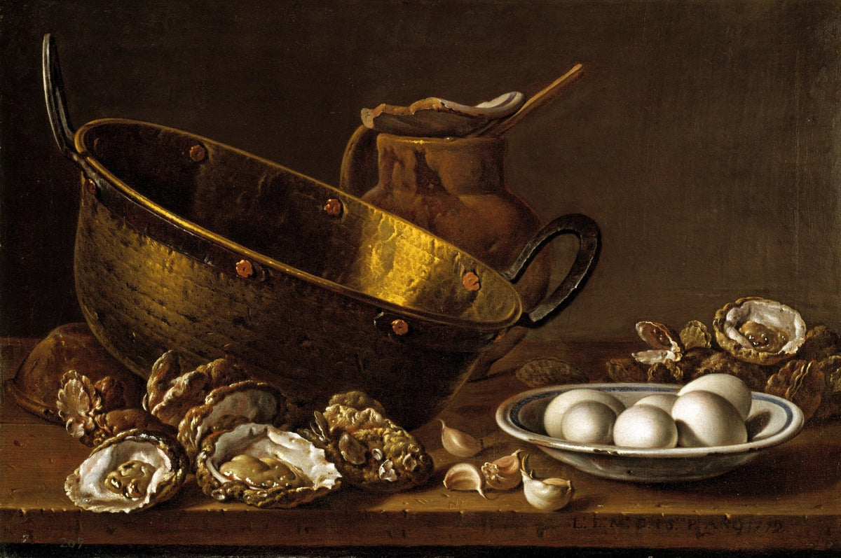 Oysters, Eggs and Brass Bowl - Still Life Oil Painting - Oil Painting Haven