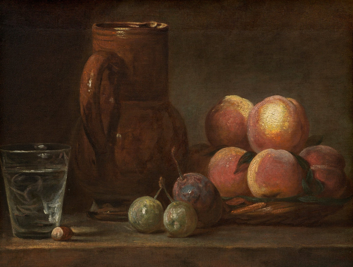 Peaches and Stoneware Jug - Still Life Oil Painting - Oil Painting Haven
