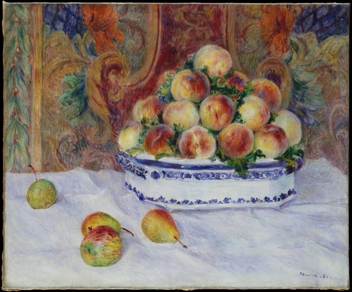 Peaches in Porcelain Bowl - Still Life Oil Painting - Oil Painting Haven