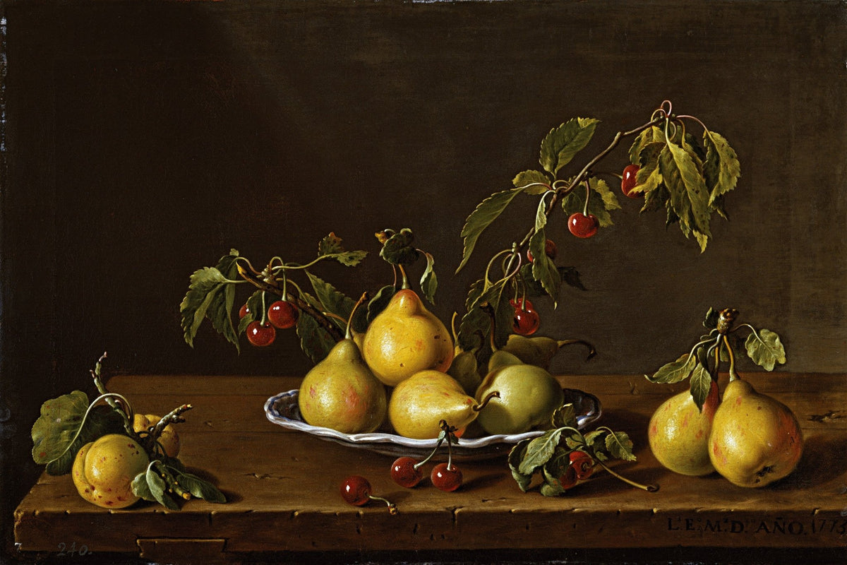 Pears and Cherries on Table - Still Life Oil Painting - Oil Painting Haven