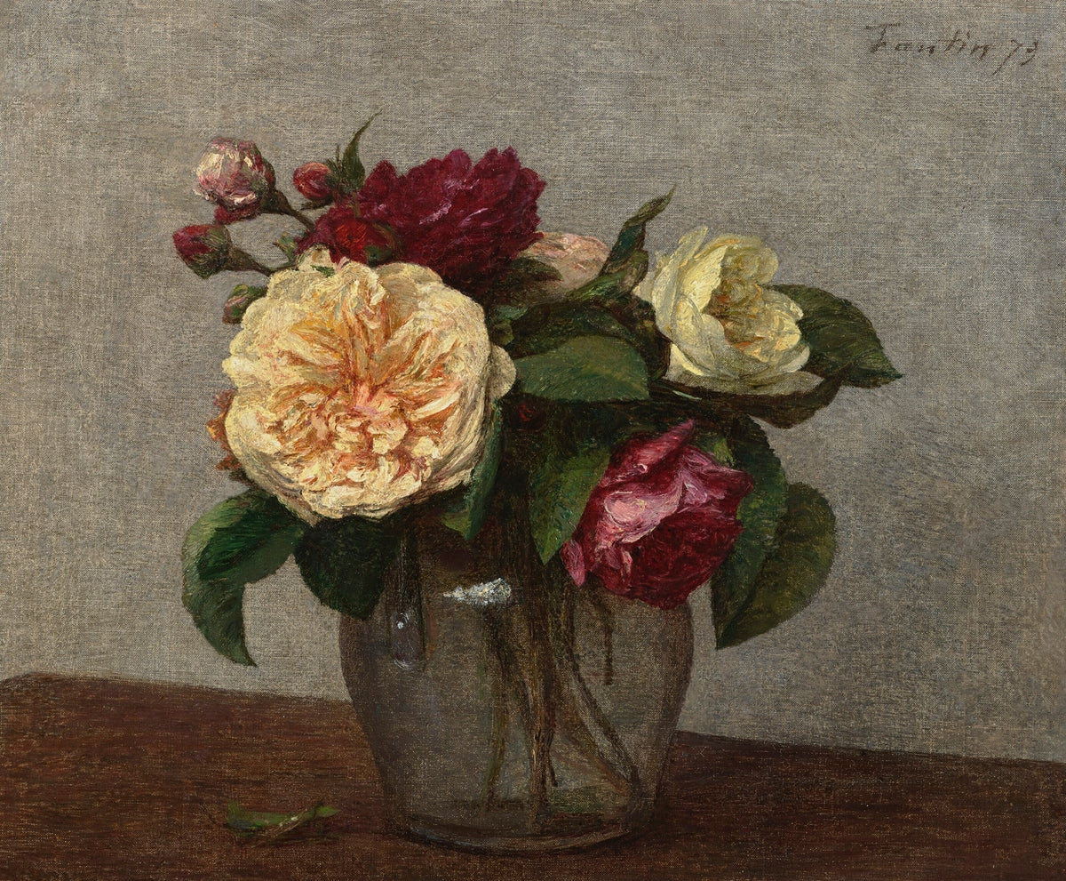 Peonies and Roses in Glass Vase Still Life - Floral Oil Painting - Oil Painting Haven