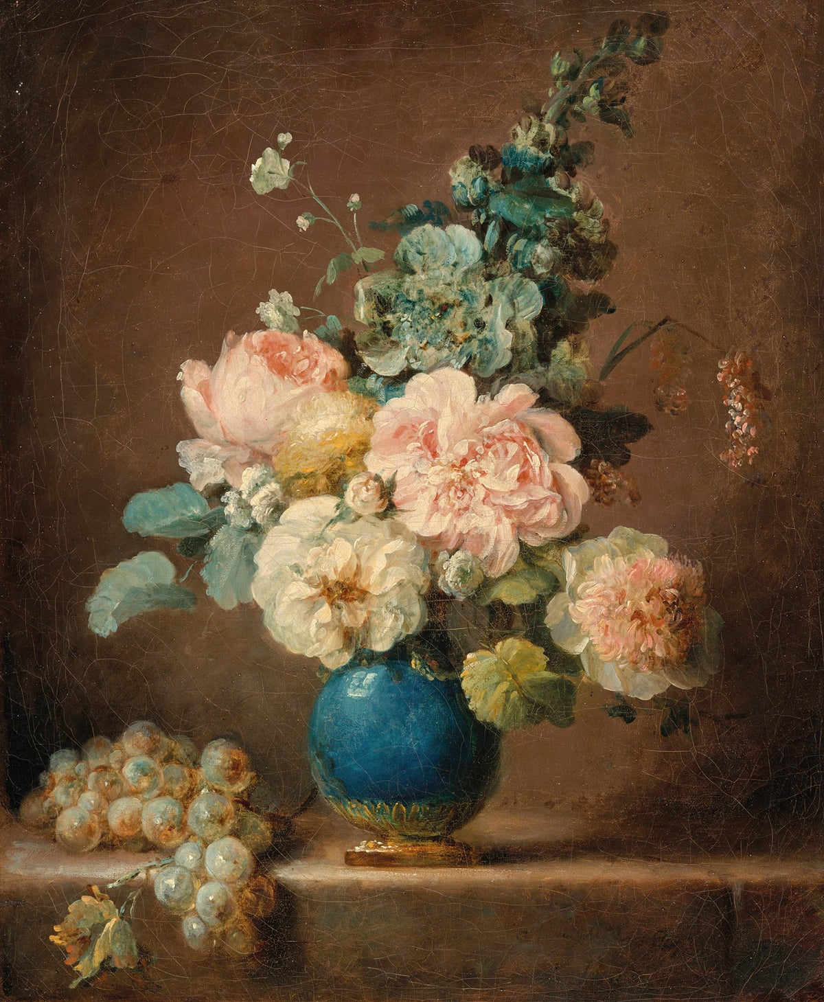 Peonies in Blue Vase Still Life Wall Art - Floral Oil Painting - Oil Painting Haven