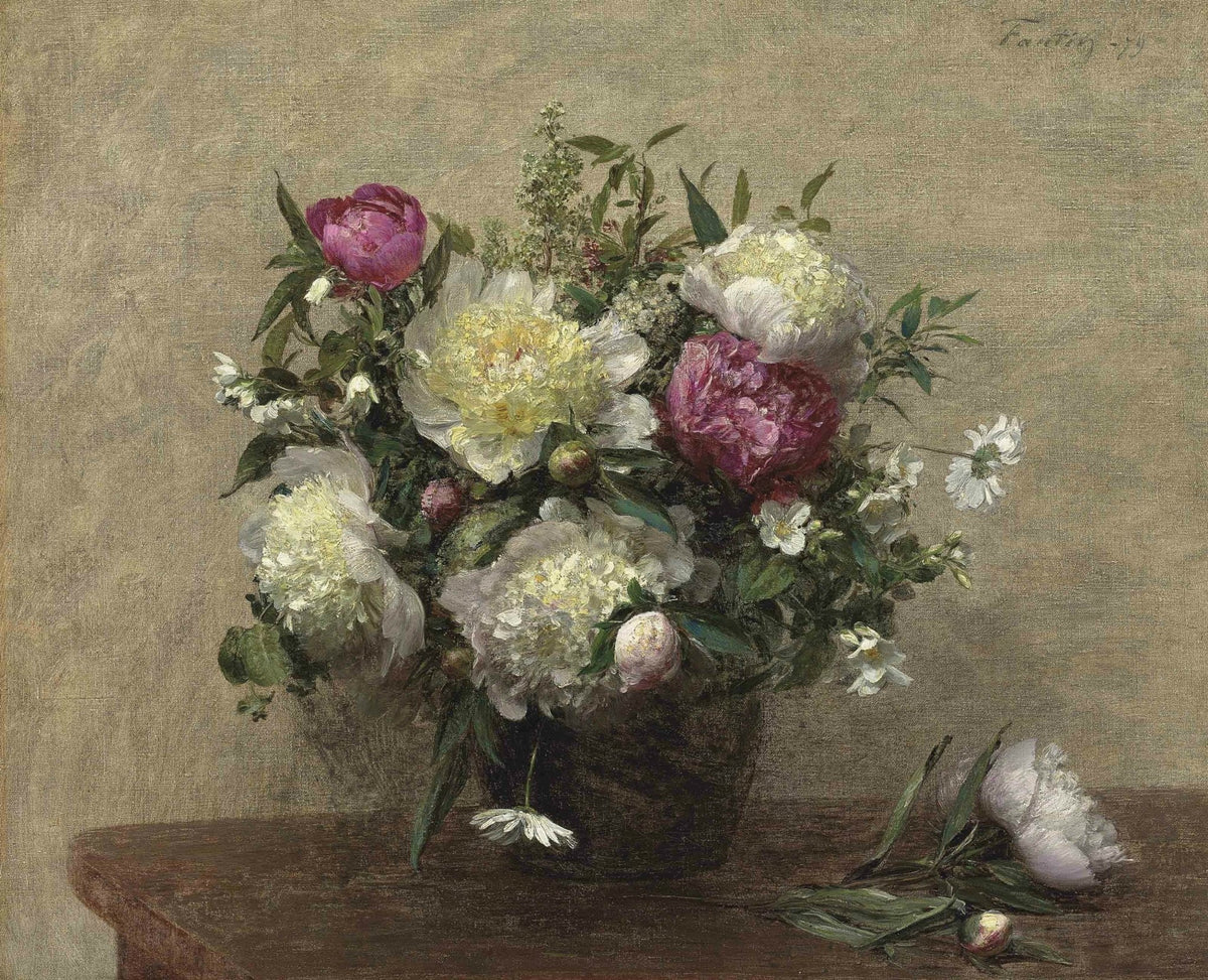 Peony Bouquet Still Life Handmade Canvas – Floral Oil Painting - Oil Painting Haven