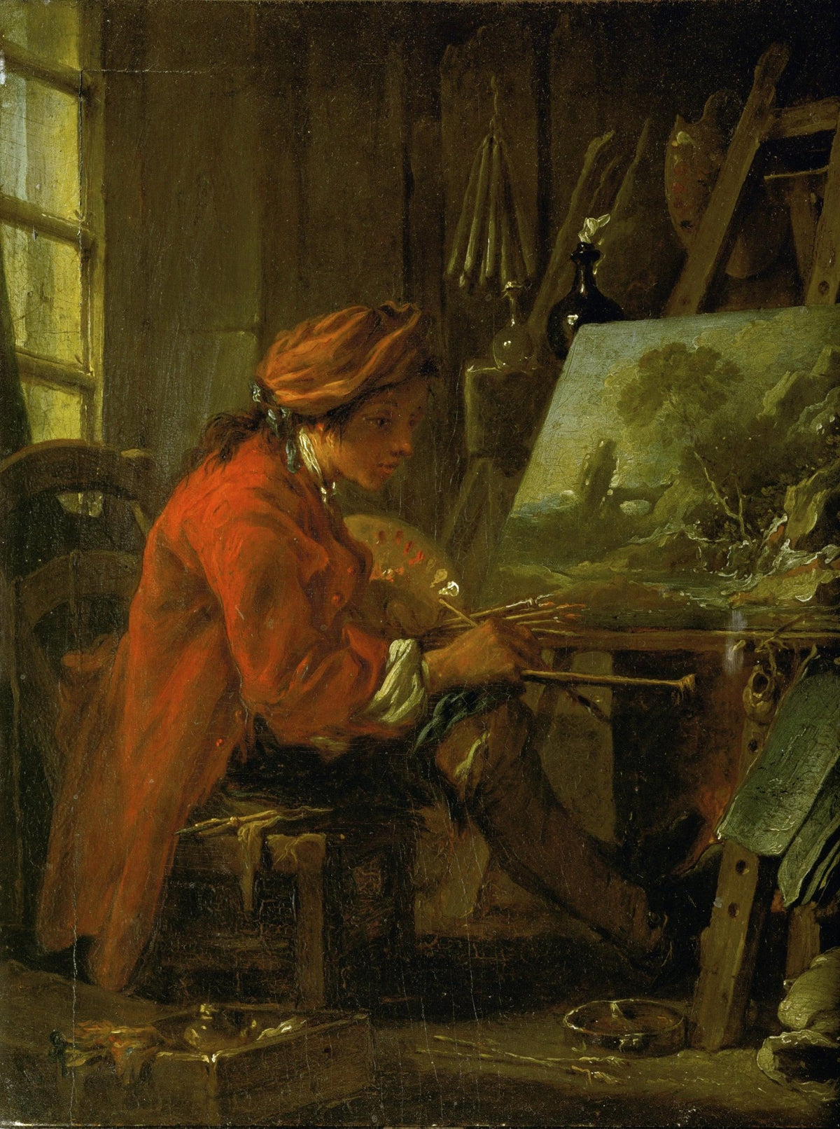 People Oil Painting - Artist at Work in Classic Studio Scene - Oil Painting Haven