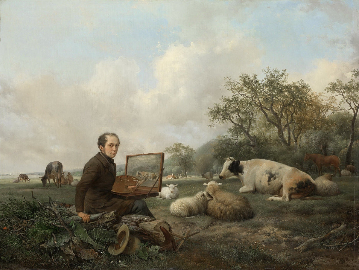 People Oil Painting - Artist Painting in Pastoral Landscape - Oil Painting Haven