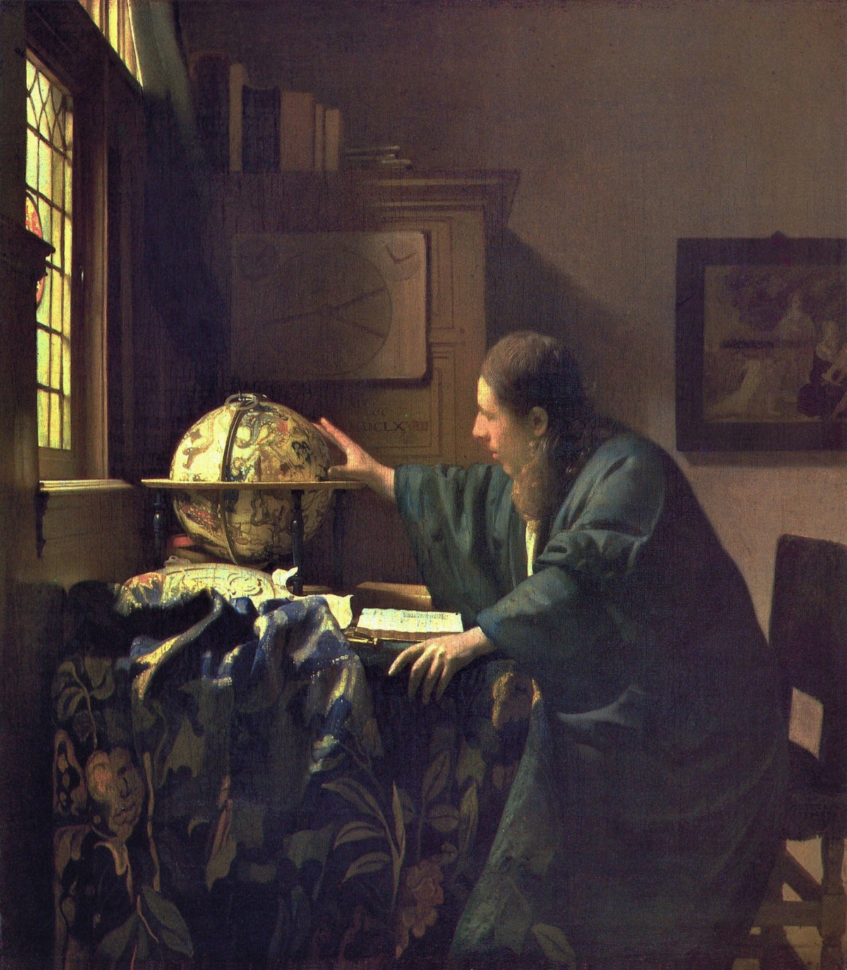 People Oil Painting - Astronomer Studying Globe by Window - Oil Painting Haven