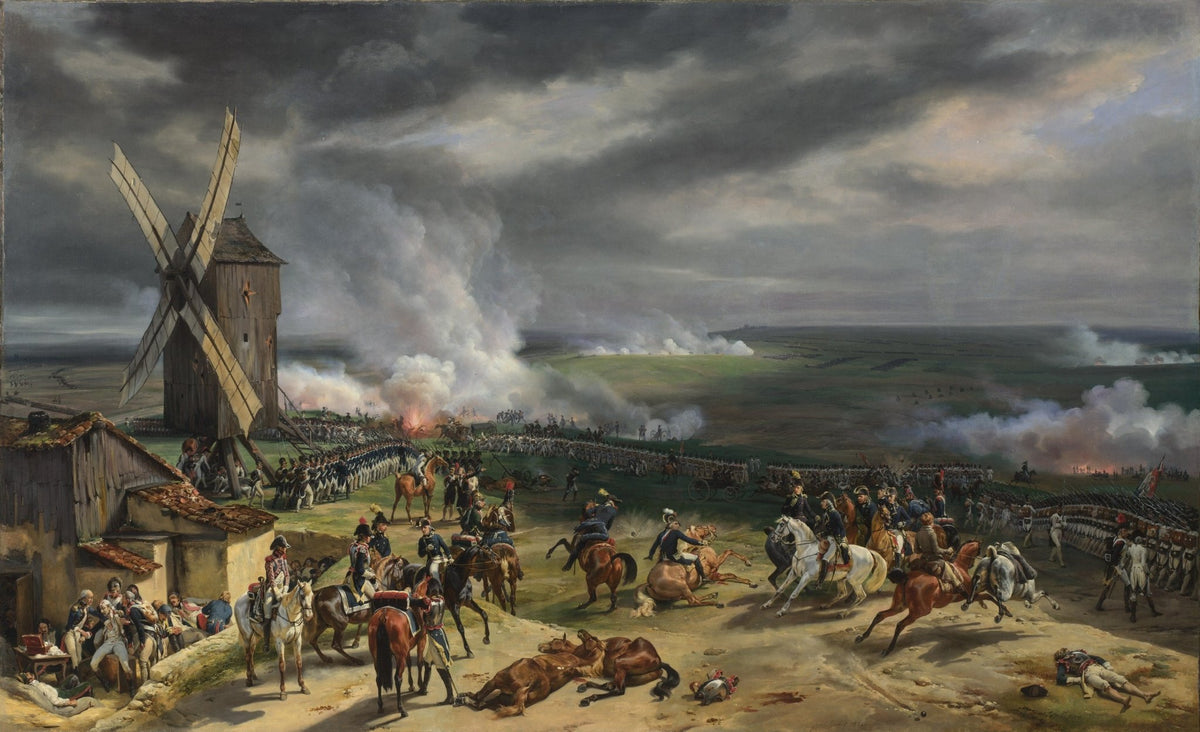 People Oil Painting - Battle Scene with Soldiers and Windmill - Oil Painting Haven