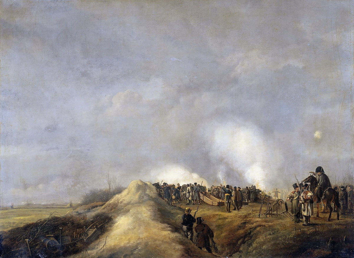 People Oil Painting - Battlefield Soldiers and Cannon Fire Scene - Oil Painting Haven