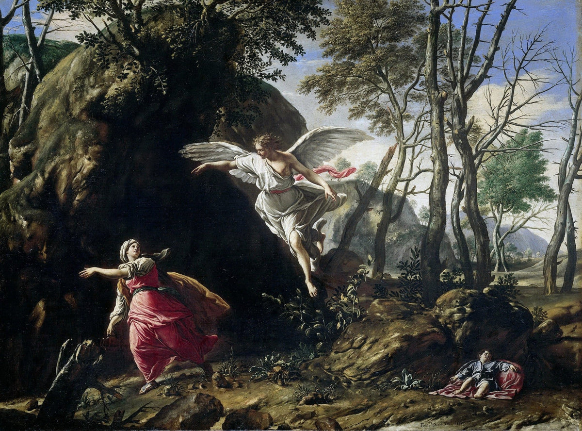 People Oil Painting - Biblical Angel and Figures Landscape - Oil Painting Haven