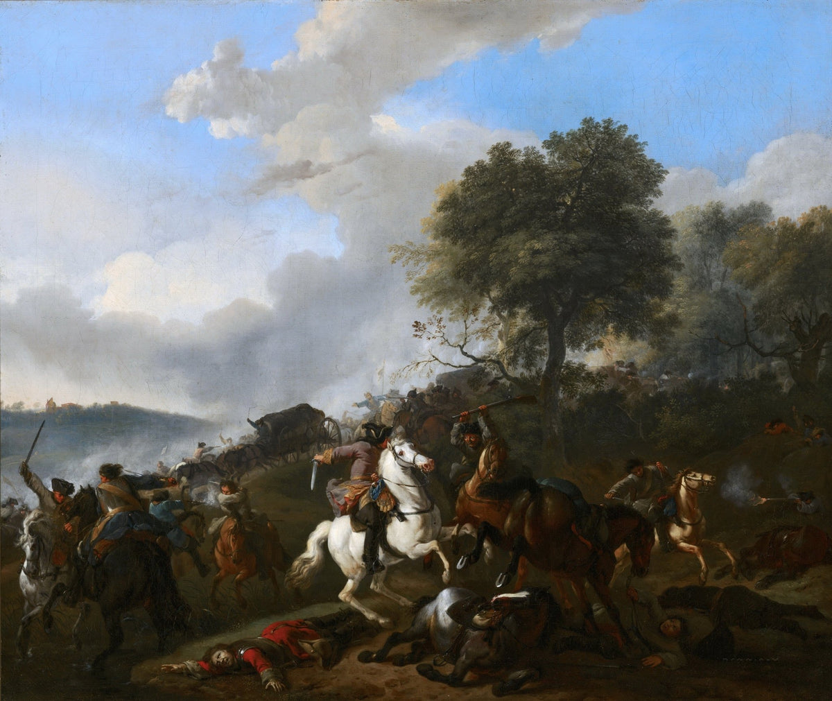 People Oil Painting - Cavalry Battle Ambush Landscape Art - Oil Painting Haven