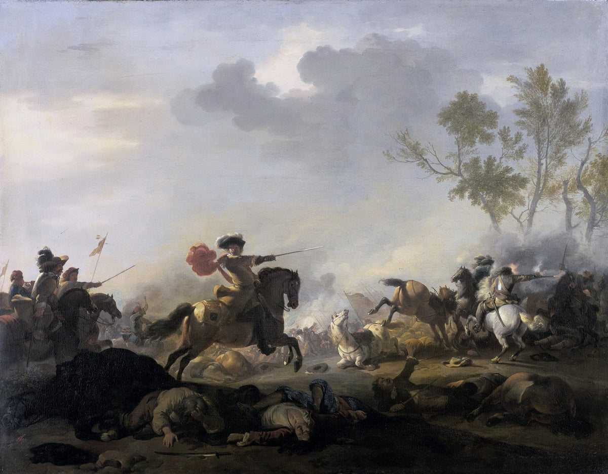 People Oil Painting - Cavalry Battle Scene with Dramatic Action - Oil Painting Haven