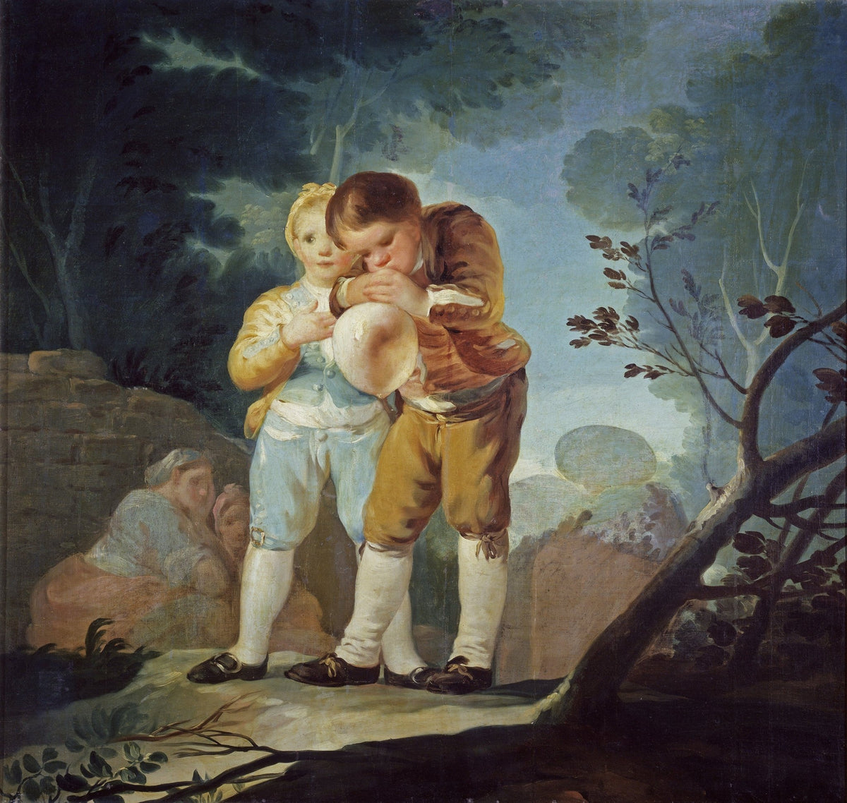 People Oil Painting - Children Playing with Balloon Scene - Oil Painting Haven