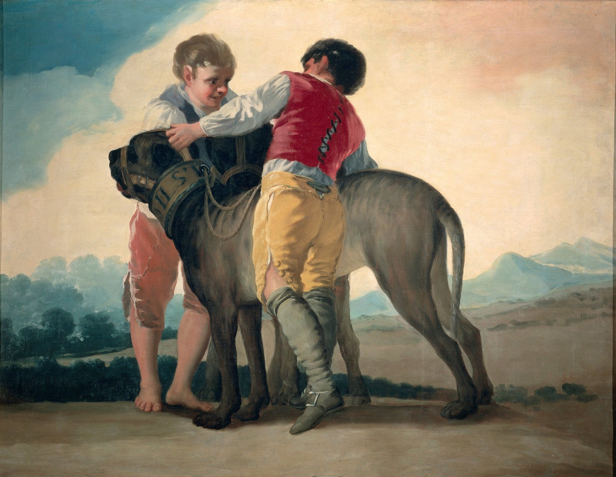 People Oil Painting - Children with Dog Classic Scene - Oil Painting Haven