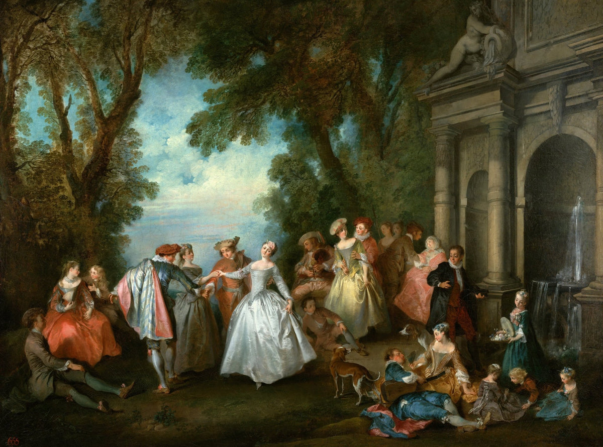 People Oil Painting - Elegant Garden Dance Scene with Figures - Oil Painting Haven