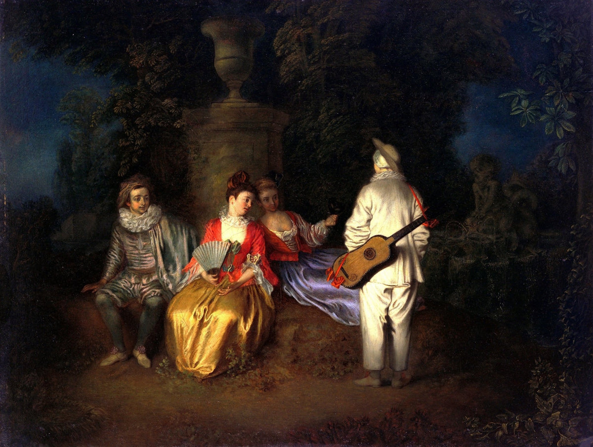 People Oil Painting - Elegant Garden Music Scene at Night - Oil Painting Haven