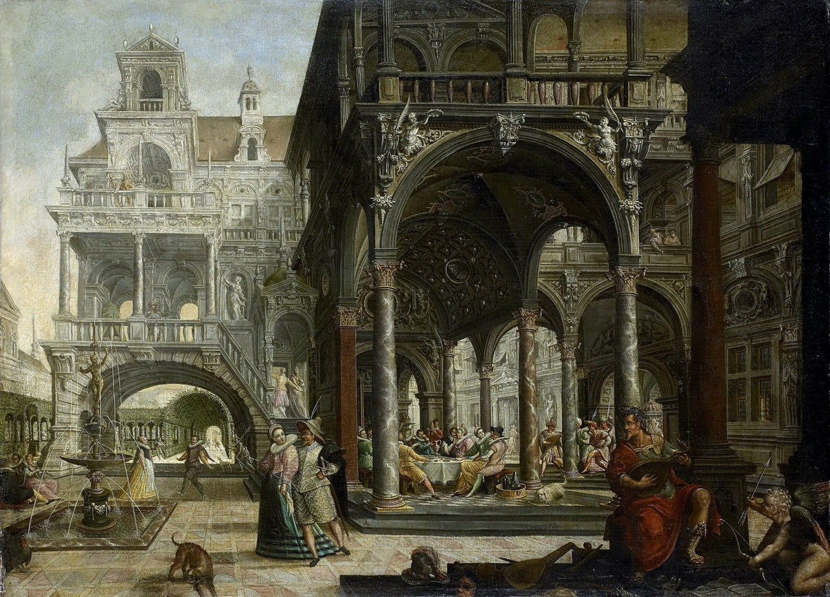 People Oil Painting - Elegant Gathering in a Renaissance Palace - Oil Painting Haven