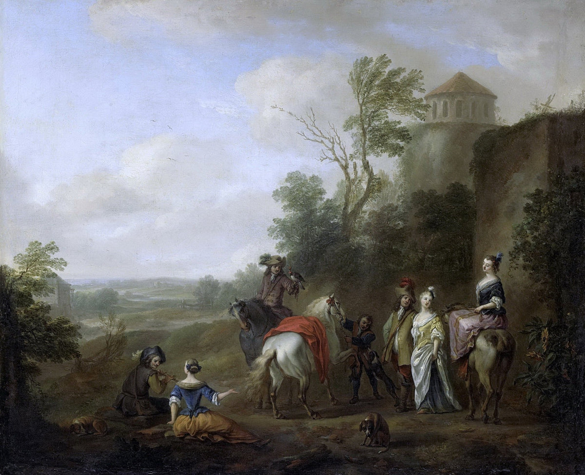 People Oil Painting - Elegant Hunting Party in Landscape - Oil Painting Haven