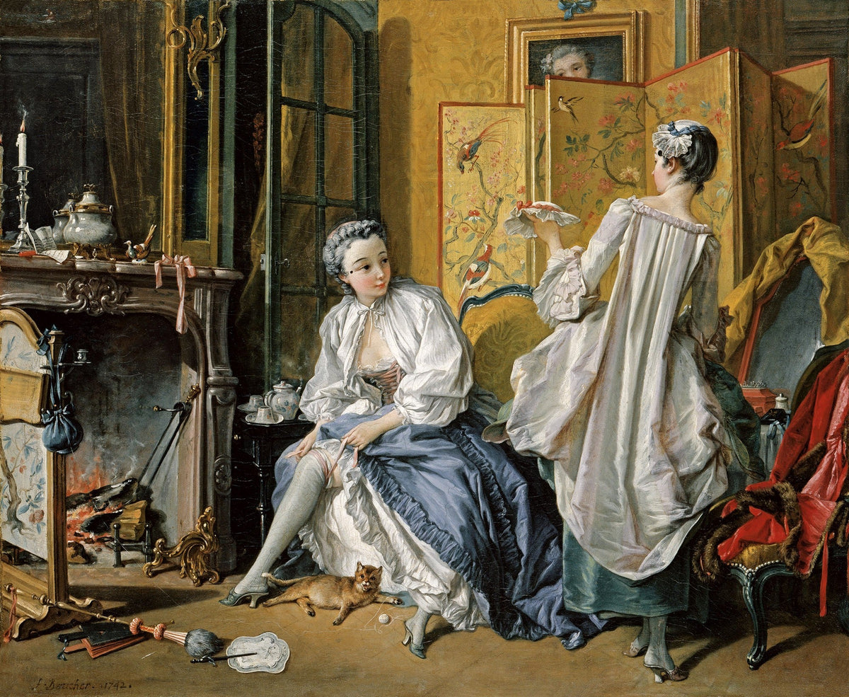 People Oil Painting - Elegant Ladies in Rococo Interior Scene - Oil Painting Haven