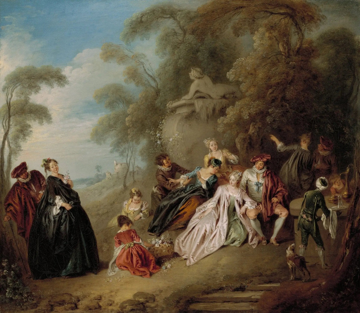 People Oil Painting - Elegant Outdoor Gathering in Forest - Oil Painting Haven