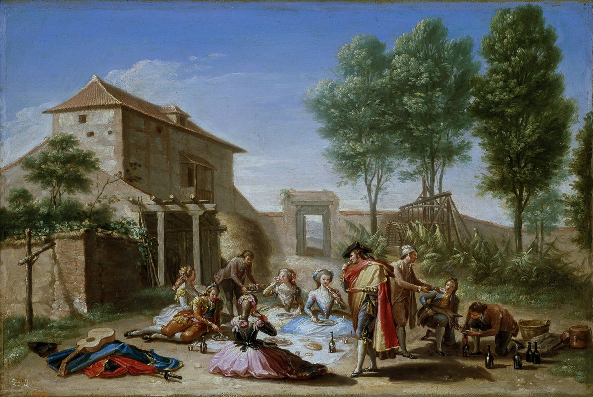 People Oil Painting - Elegant Picnic Gathering in the Countryside - Oil Painting Haven