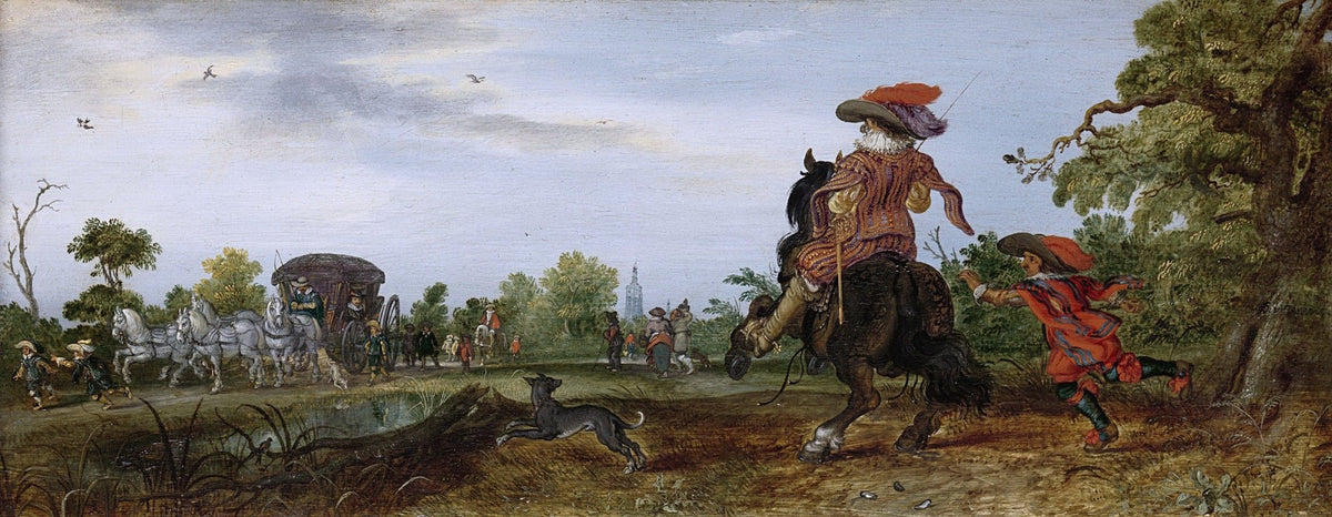 People Oil Painting - Elegant Riders and Carriage Countryside - Oil Painting Haven