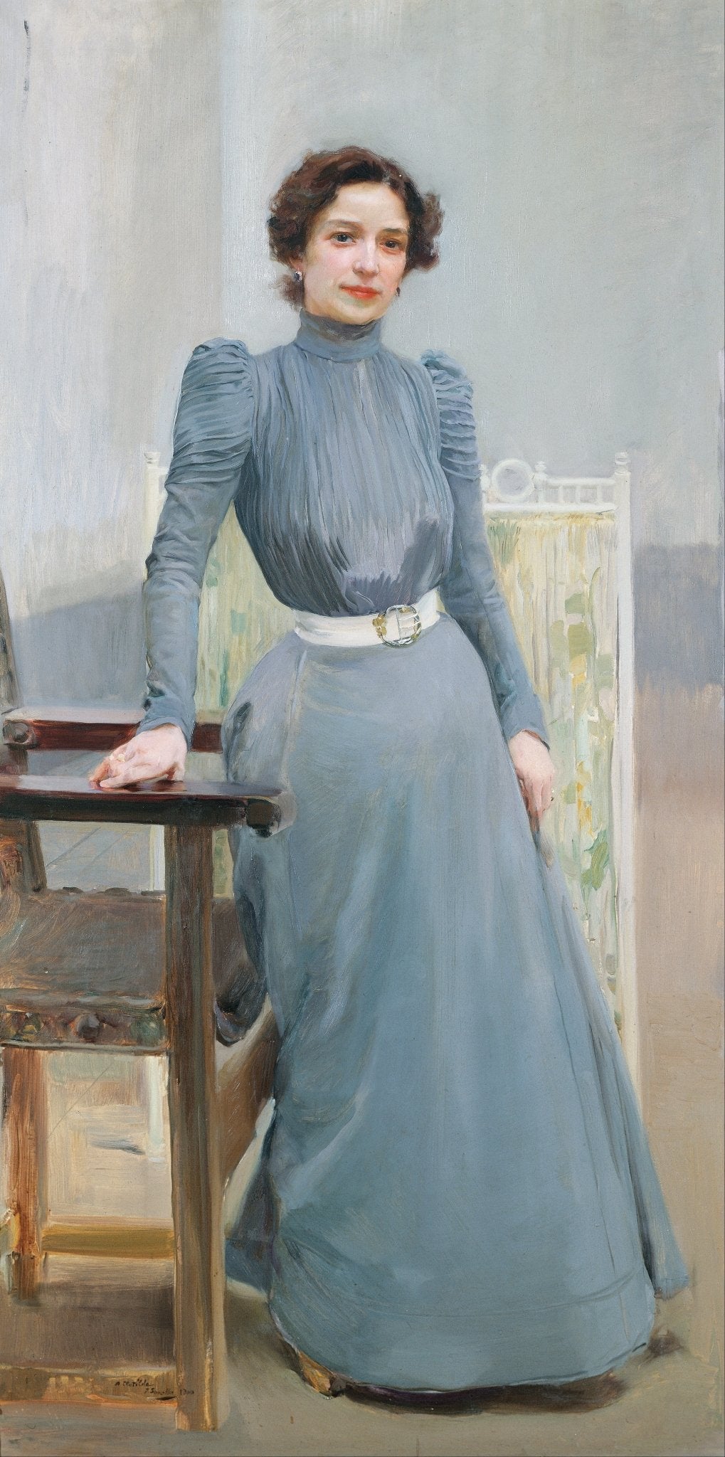 People Oil Painting - Elegant Woman Portrait in Soft Interior - Oil Painting Haven